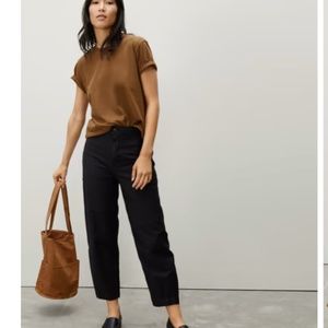 NWT Everlane The Fatigue Barrel Pant Organic Cotton Linen Black 4